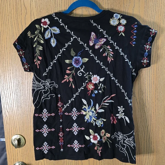 Johnny Was Multicolor Embroidered Short Sleeve Top - Picture 5 of 5